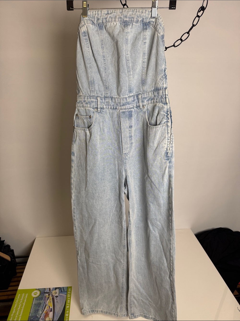 Grey Lab Women's Strapless Corset Light Blue Denim Jumpsuit Size Small - Picture 8 of 11